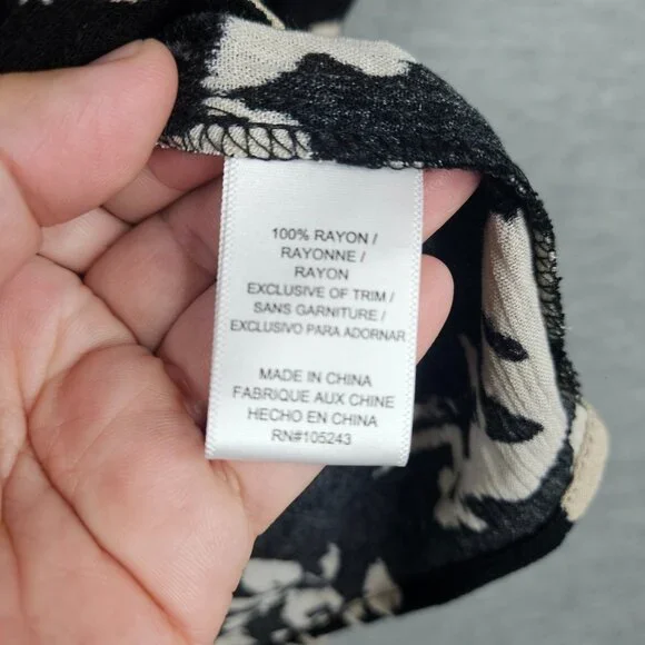 Bobeau Button Front Flutter Sleeve Black Blouse Size XL NEW - Picture 7 of 9